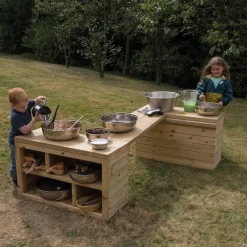 Outdoor Wooden Movable Multi Tables Unit