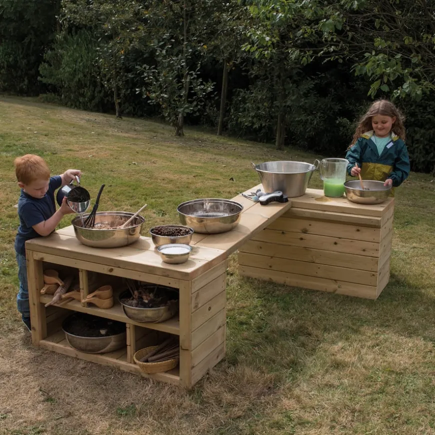 Outdoor Wooden Movable Multi Tables Unit
