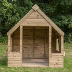 Outdoor Wooden Playhouse Shelter with Table & Benches