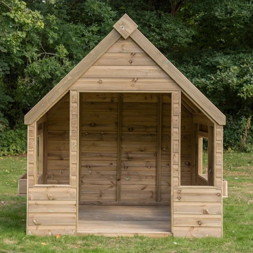 Outdoor Wooden Playhouse Shelter with Table & Benches