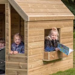 Outdoor Wooden Playhouse Shelter with Table & Benches