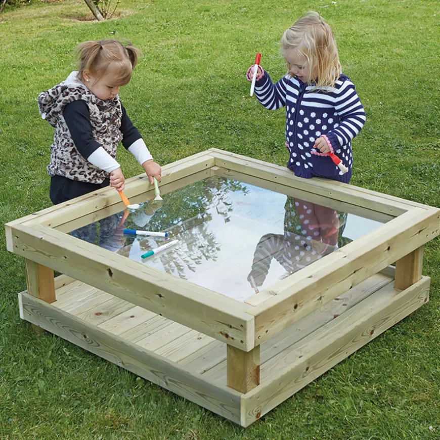 Outdoor Wooden Toddler Table with Acrylic Marking Surface