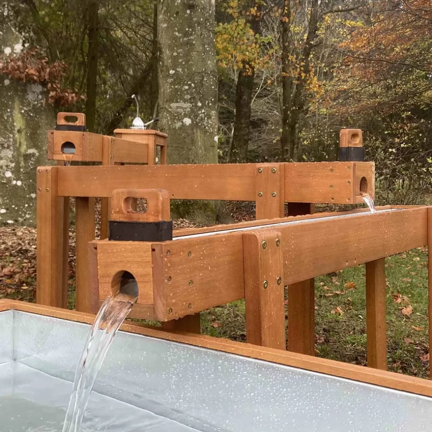 Outdoor Wooden Water Channelling with Tray