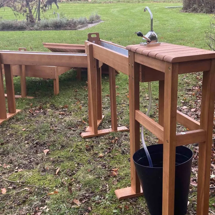 Outdoor Wooden Water Channelling with Tray