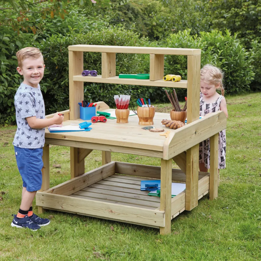 Outdoor Wooden Work Bench and Storage Unit