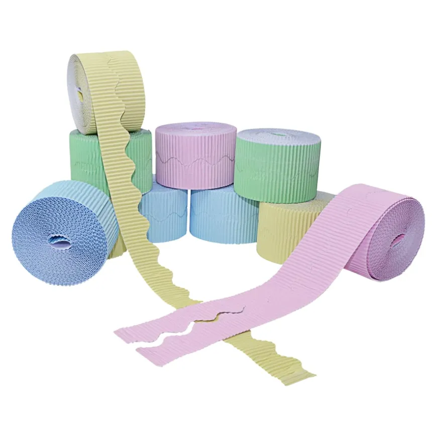 Pastel Corrugated Scalloped Border Rolls Assorted 10pk