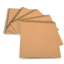 Pisces Hardback ECO Kraft Spiral Sketchbook 140gsm 5pk
