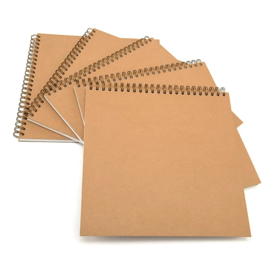 Pisces Hardback ECO Kraft Spiral Sketchbook 140gsm 5pk