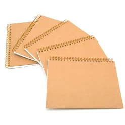 Pisces Hdbk ECO Kraft Cover Spiral Sketchbook A4 140gsm 5pk