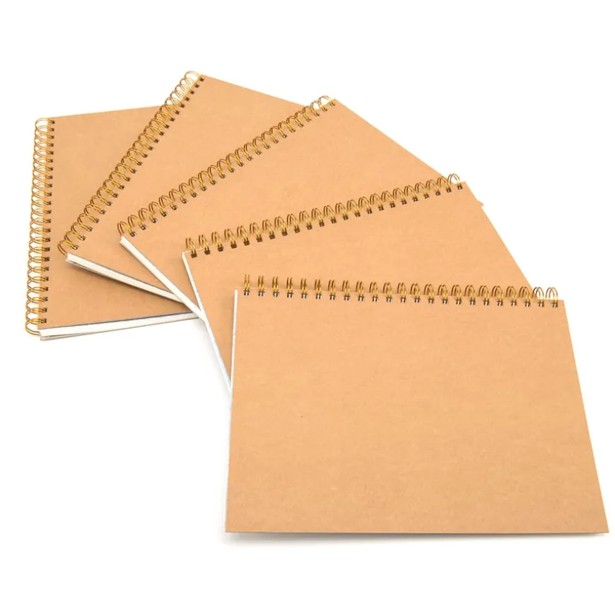 Pisces Hdbk ECO Kraft Cover Spiral Sketchbook A4 140gsm 5pk