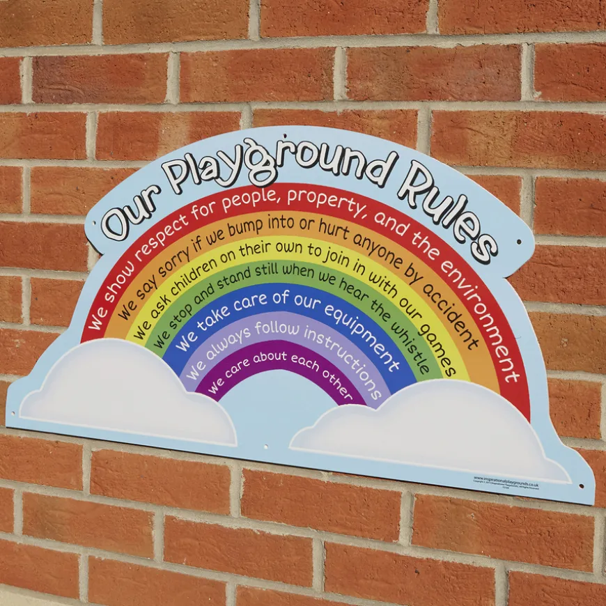 Rainbow Playground Rules School Sign