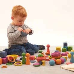 Rainbow Wooden Loose Parts Super Set 84pcs