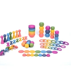 Rainbow Wooden Loose Parts Super Set 84pcs