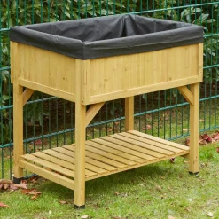 Raised Bed Planter Natural Wood H80 x W78 x D58cm