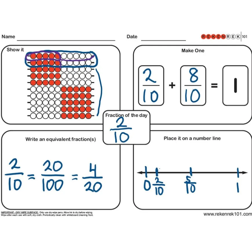 Rekenrek Practice Charts Fraction & Decimal Bundle 30pk