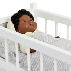 Role Play Doll Wooden White Cot Bed