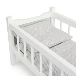 Role Play Doll Wooden White Cot Bed