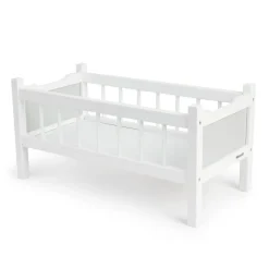 Role Play Doll Wooden White Cot Bed