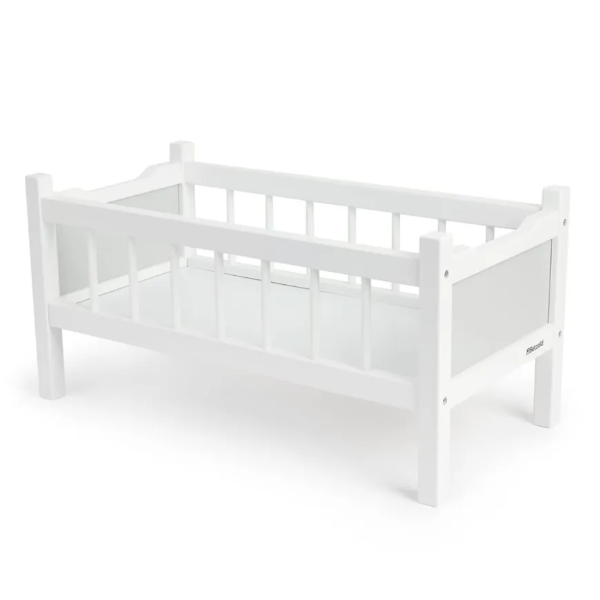Role Play Doll Wooden White Cot Bed