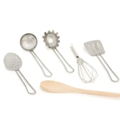 Role Play Kitchen Metal Utensil Storage Pot & Utensils