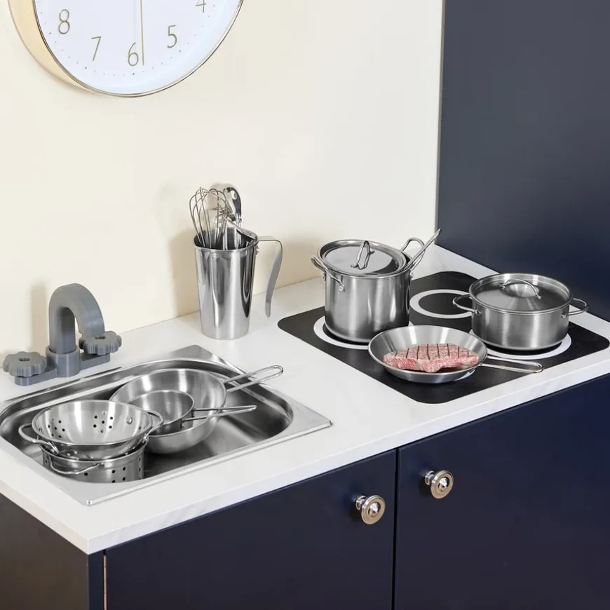 Role Play Kitchen Stainless Steel Cookware Set