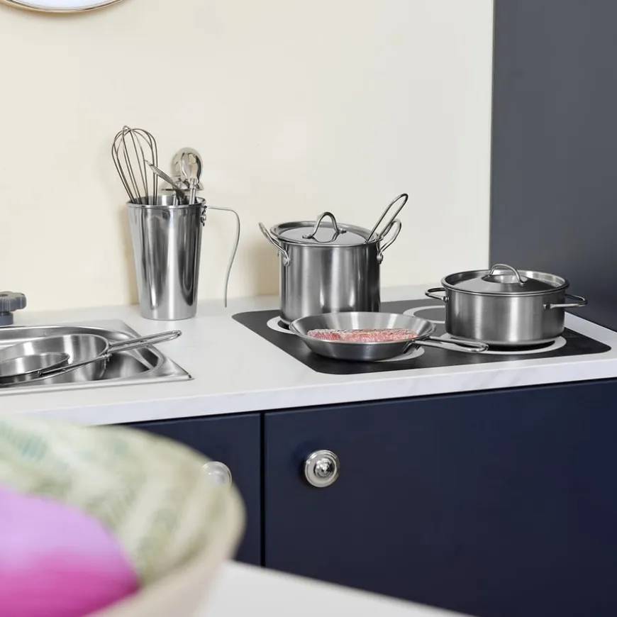 Role Play Kitchen Stainless Steel Cookware Set
