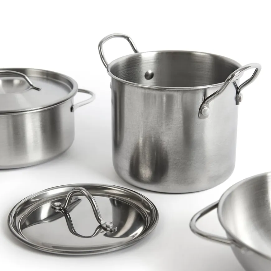 Role Play Kitchen Stainless Steel Cookware Set
