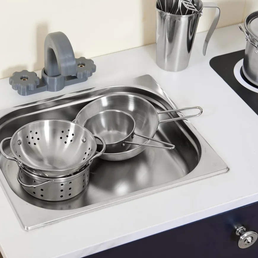 Role Play Kitchen Stainless Steel Cookware Set