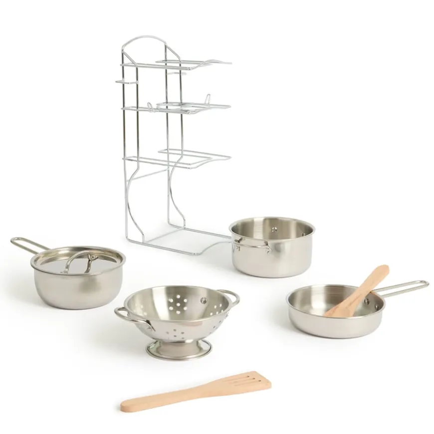 Role Play Metal Kitchen Cooking Pans & Utensils Set 8pc