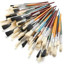 Round And Flat Hog Hair Paint Brushes 100pk