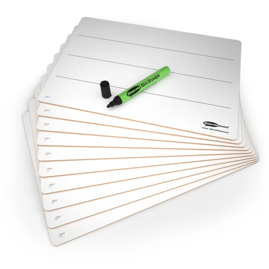 Show-me Rigid Whiteboards With Lines A4 10pk