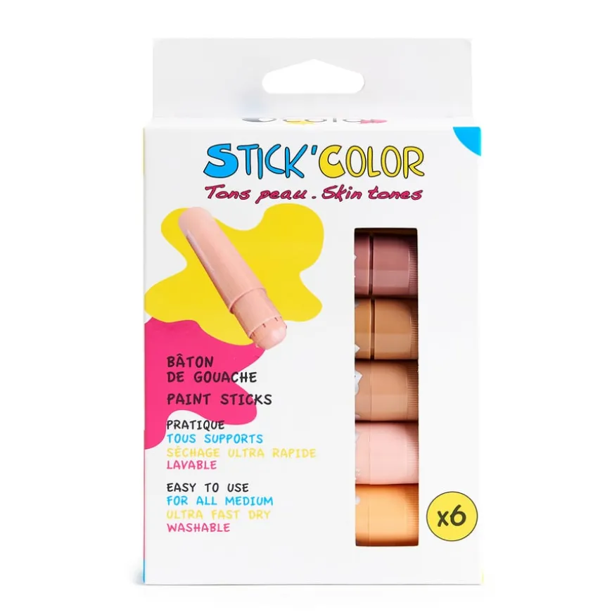 Skin Tones Paint Sticks Assorted Colours 6pk