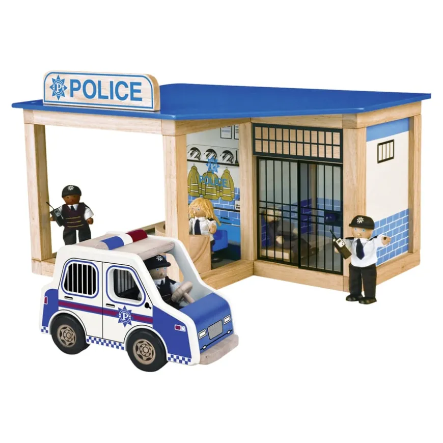 Small World Police Station Wooden Play Set and Accessories