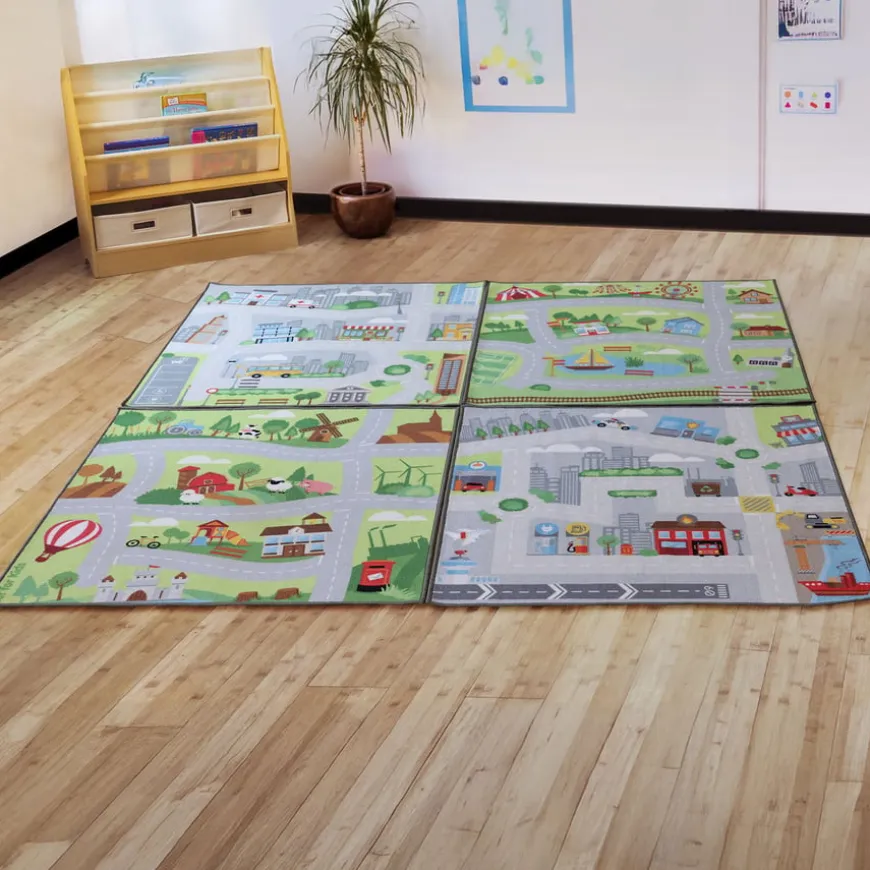 Small World Road Map Carpets 4pk