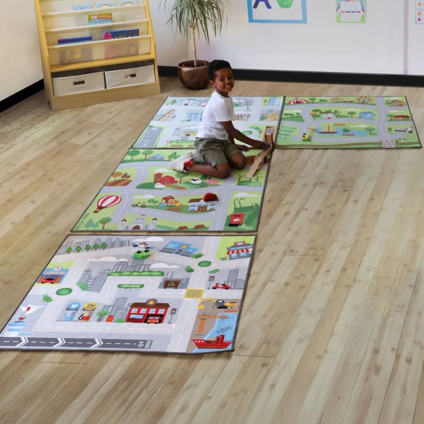 Small World Road Map Carpets 4pk