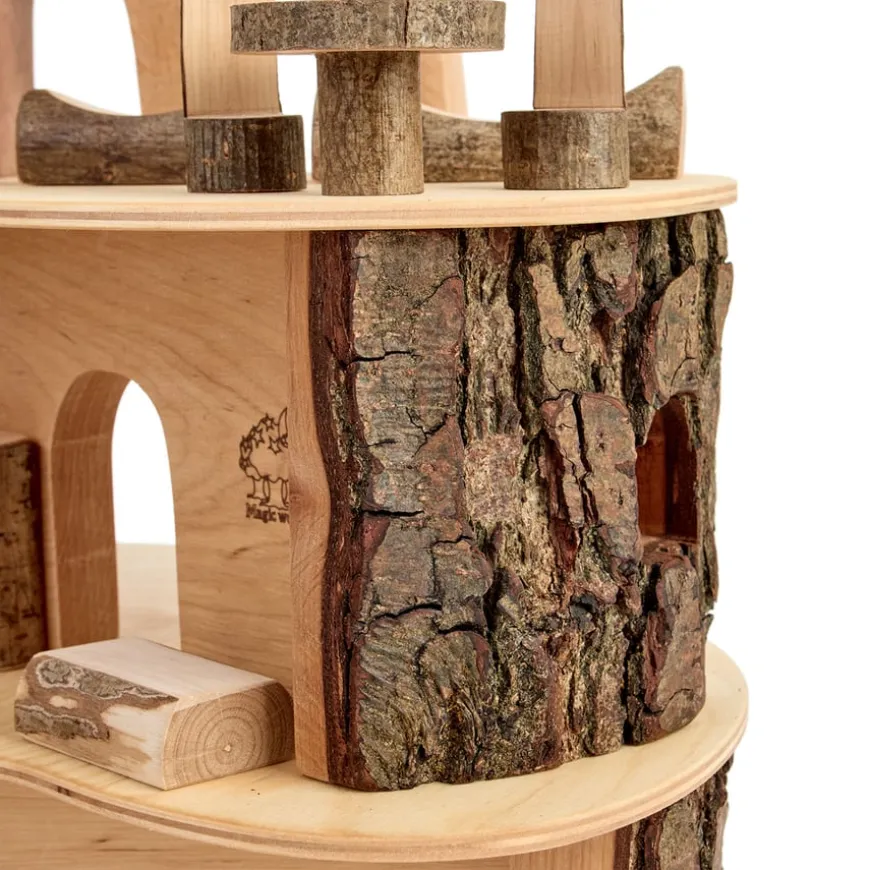Small World Rustic Wooden Fairy Tree House Set
