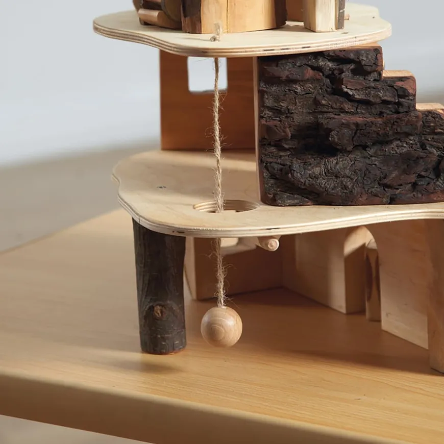 Small World Rustic Wooden Fairy Tree House Set