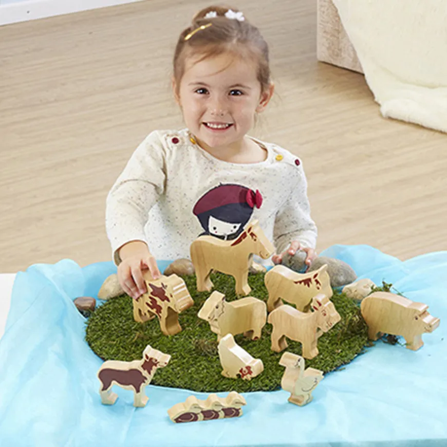 Small World Wooden Farm Animals 10pk