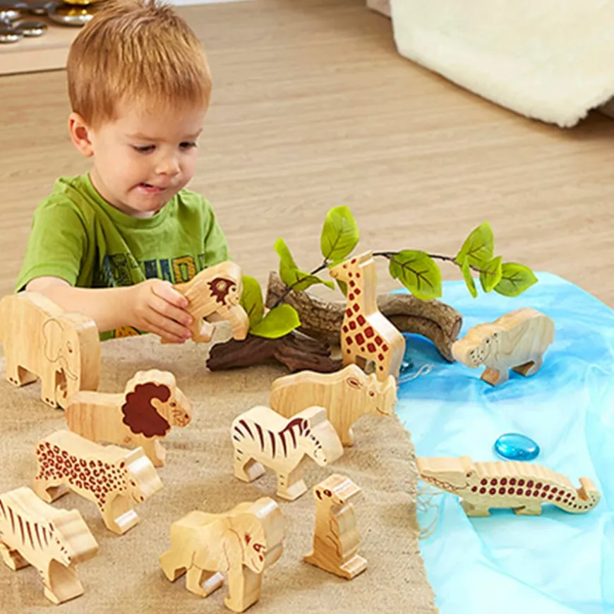 Small World Wooden Jungle Animals 12pk