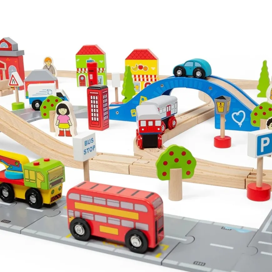 Small World Wooden Town Road & Rail Set