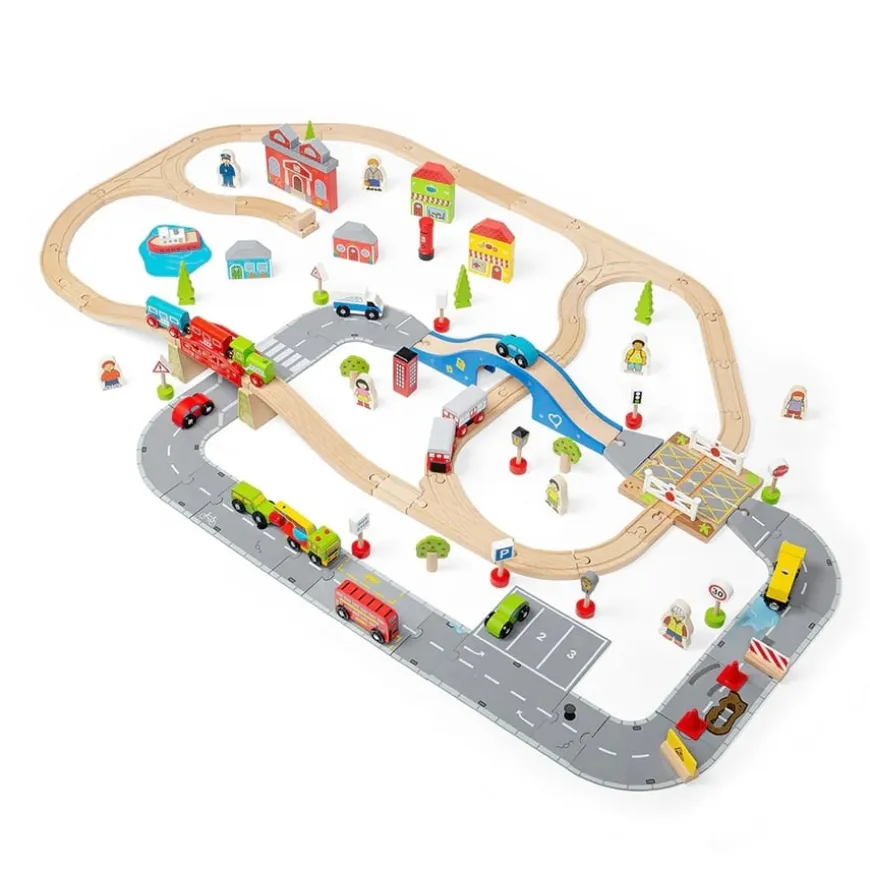 Small World Wooden Town Road & Rail Set