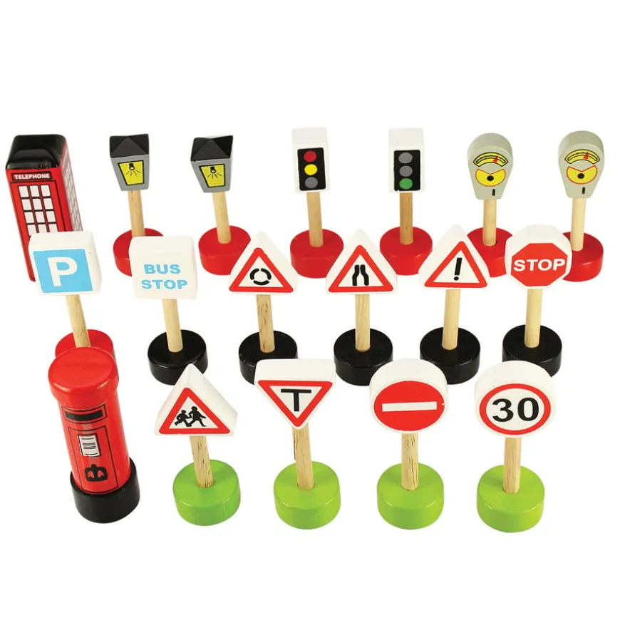 Small World Wooden UK Traffic Signs 18pcs