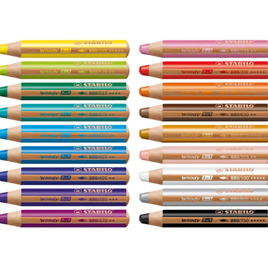 Stabilo Woody 3 in 1 Jumbo Colouring Pencils 18pk