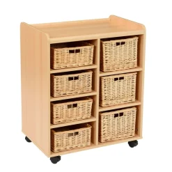 Storage Unit with 4 Shallow 3 Deep Wicker Baskets