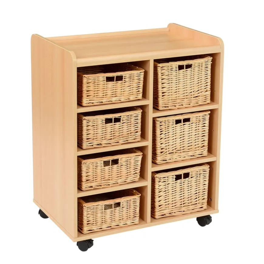 Storage Unit with 4 Shallow 3 Deep Wicker Baskets