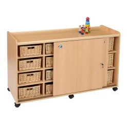 Storage Unit W/ 8 Shallow 6 Deep Wicker Baskets