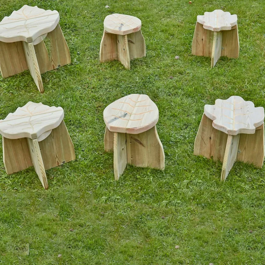 Storytellers' Wooden Chair and 6 Stools