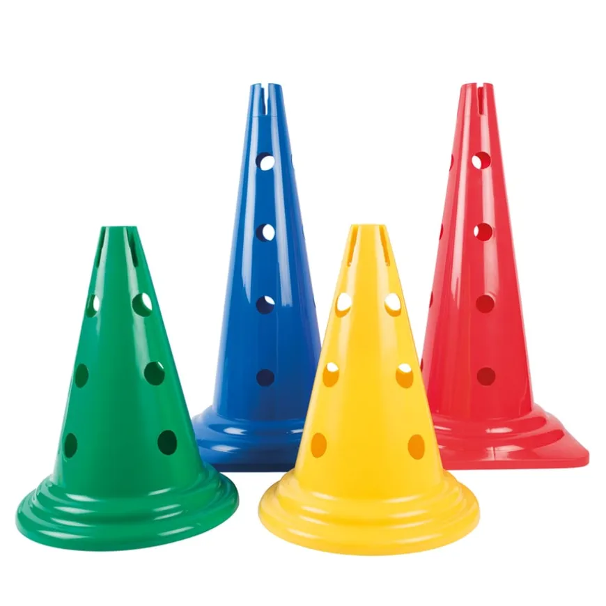 Tall Plastic Sports Marker Cone with Holes 50cm Red