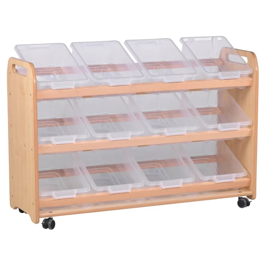 Tilted Storage Trolley On Wheels 12 Tubs/Baskets