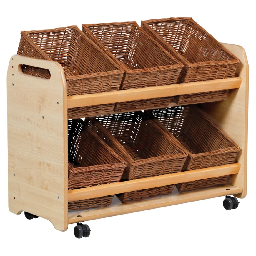 Tilted Storage Trolley on Wheels 6 Tubs/Baskets